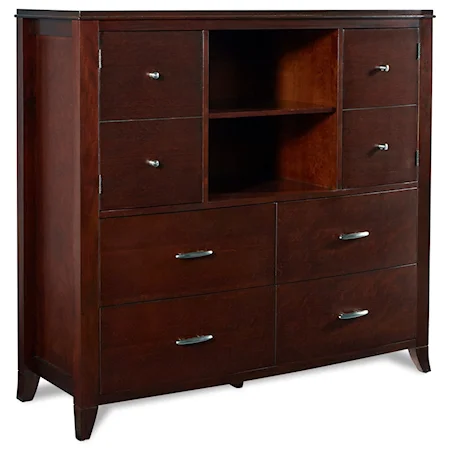 Transitional Media Chest in Cinnamon Finish